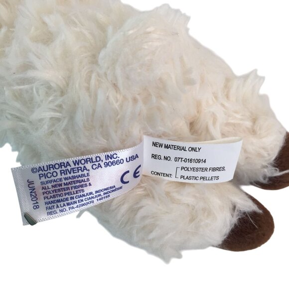 Aurora Mini Flopsy Llama Alpaca Plush 7" White Stuffed Animal Toy - Picture 7 of 8